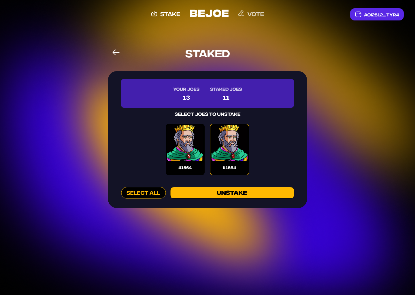 Staked NFTs with Rewards