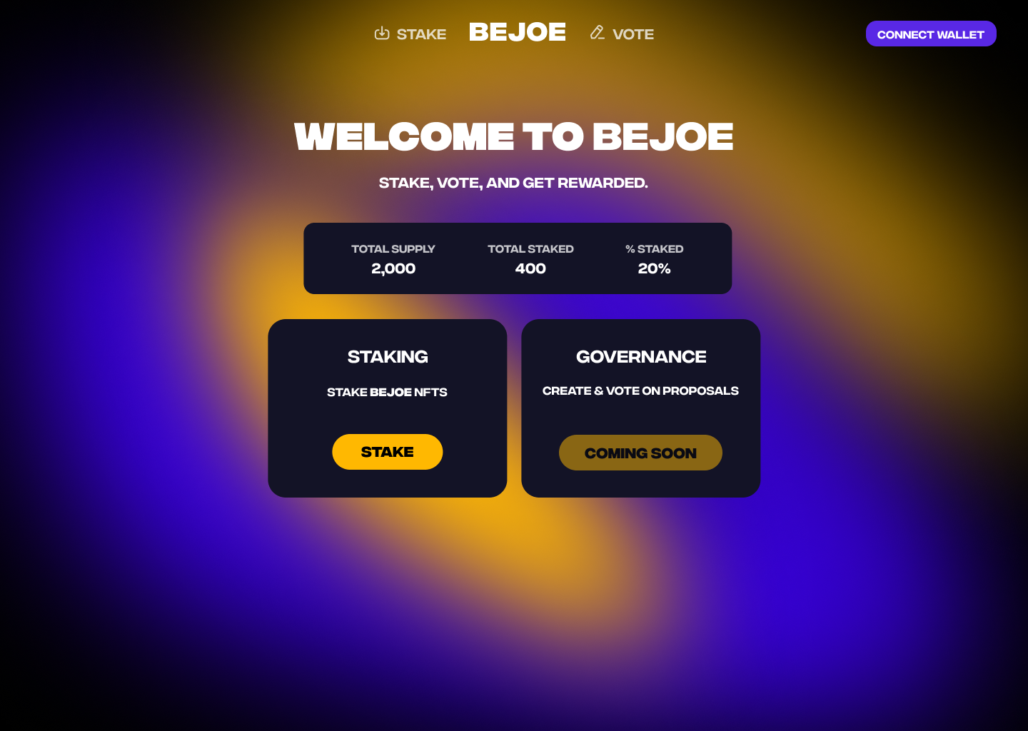 Bejoe Welcome Screen