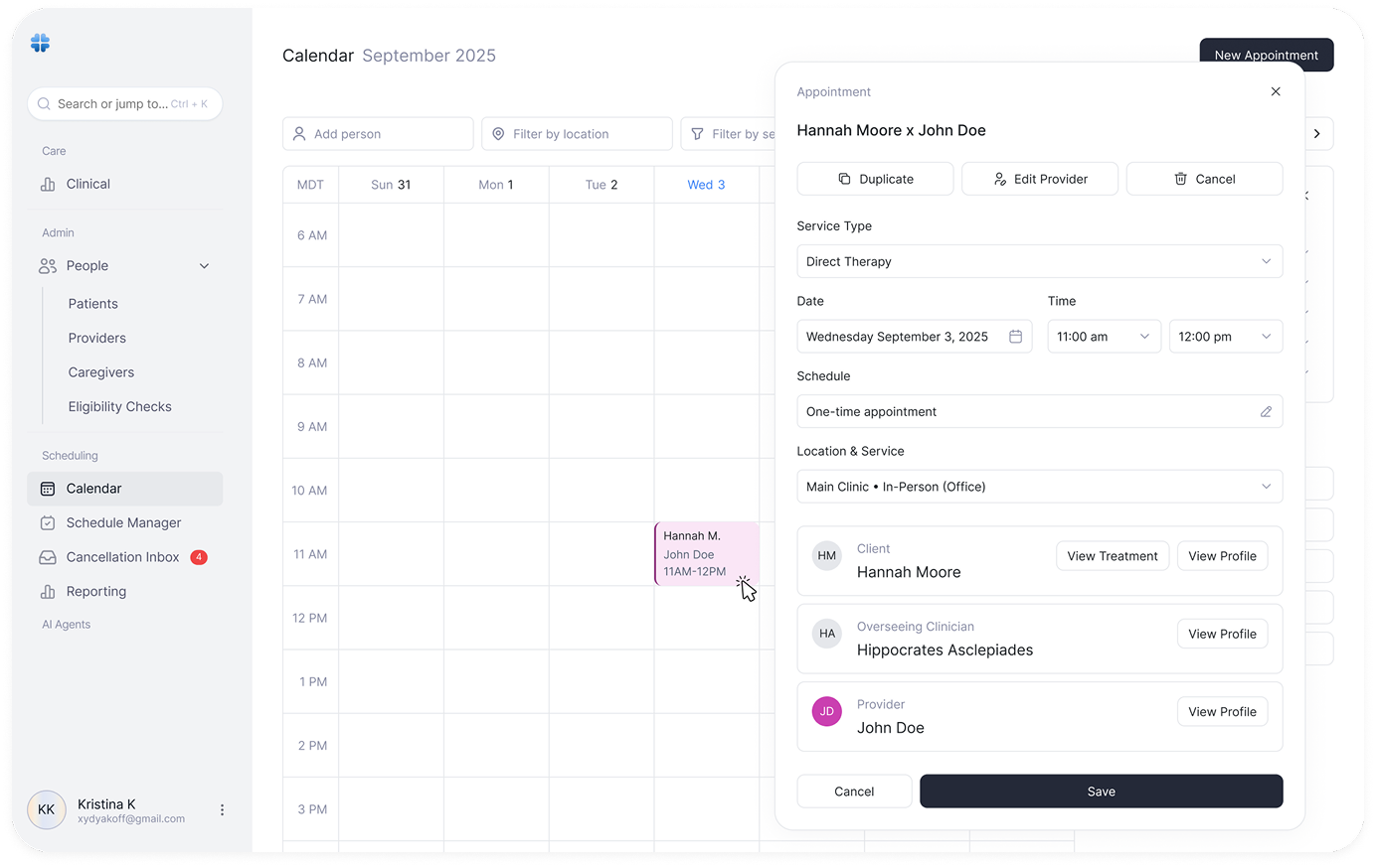 Appointment Detail Panel