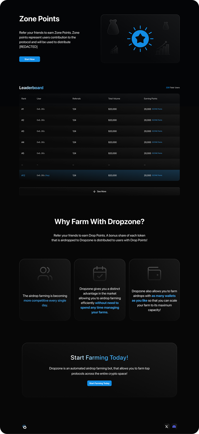 Dropzone Zone Points and Leaderboard