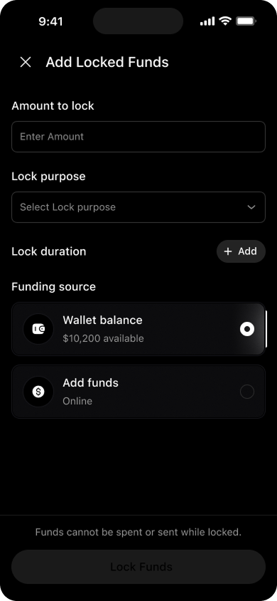 Add Locked Funds Form