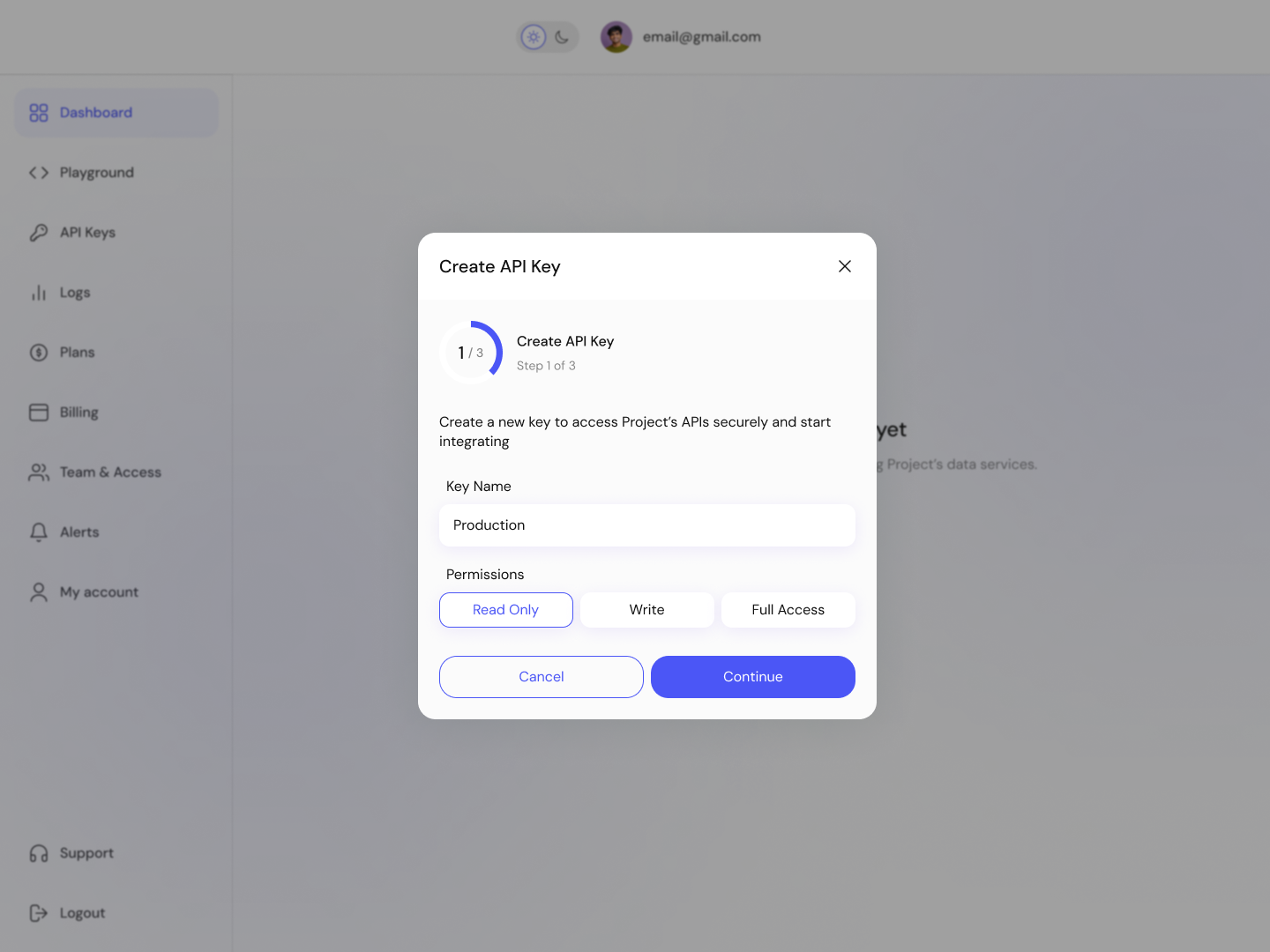 Create API Key Modal