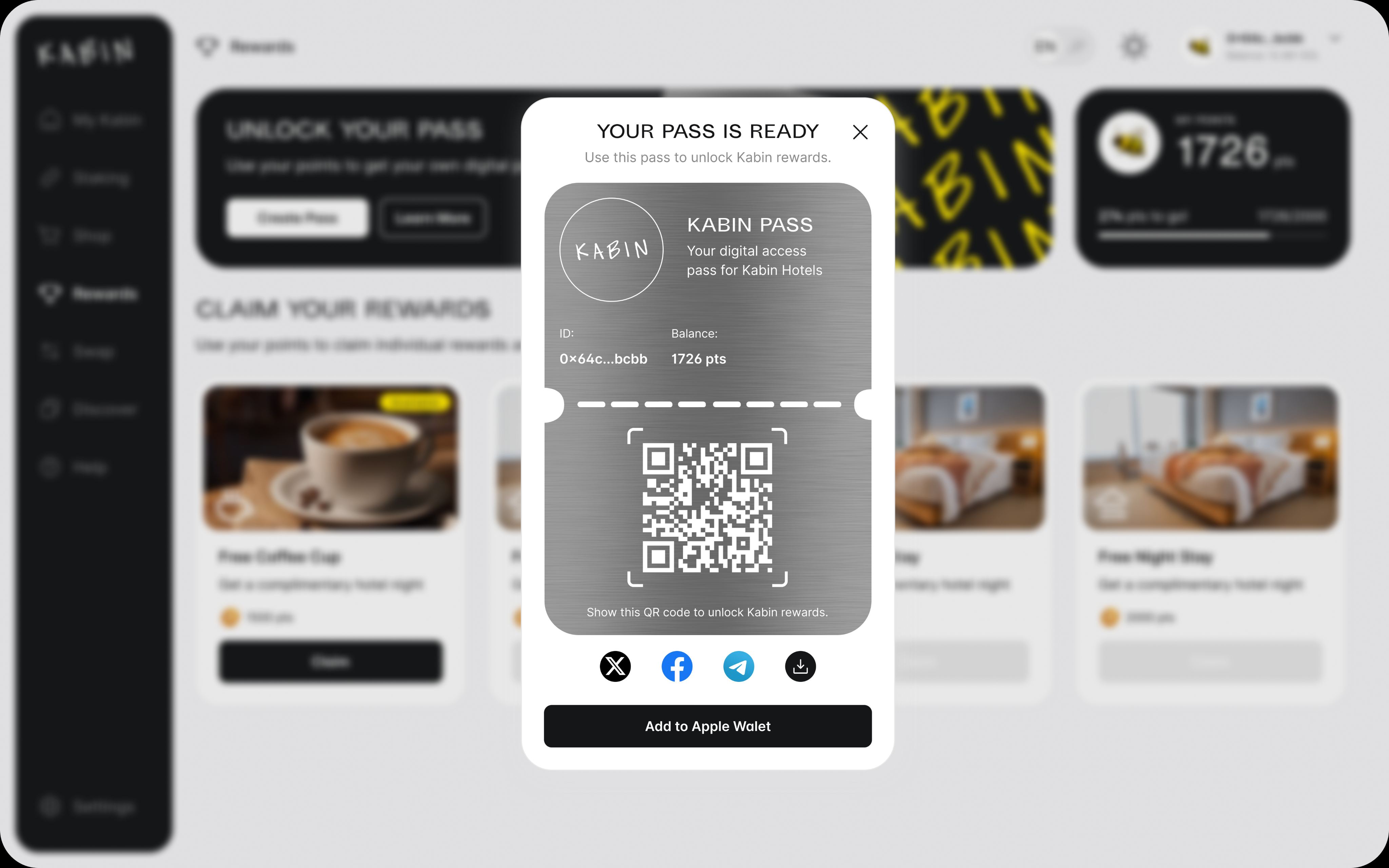 Kabin Pass Desktop Modal