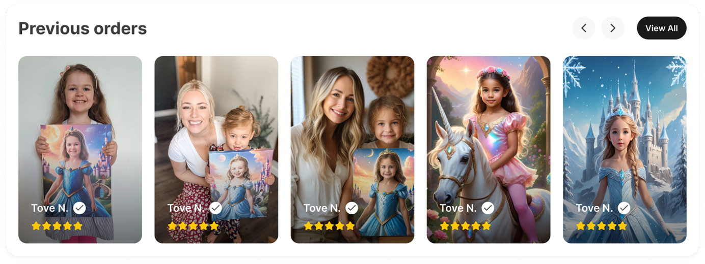 Previous Orders and Reviews