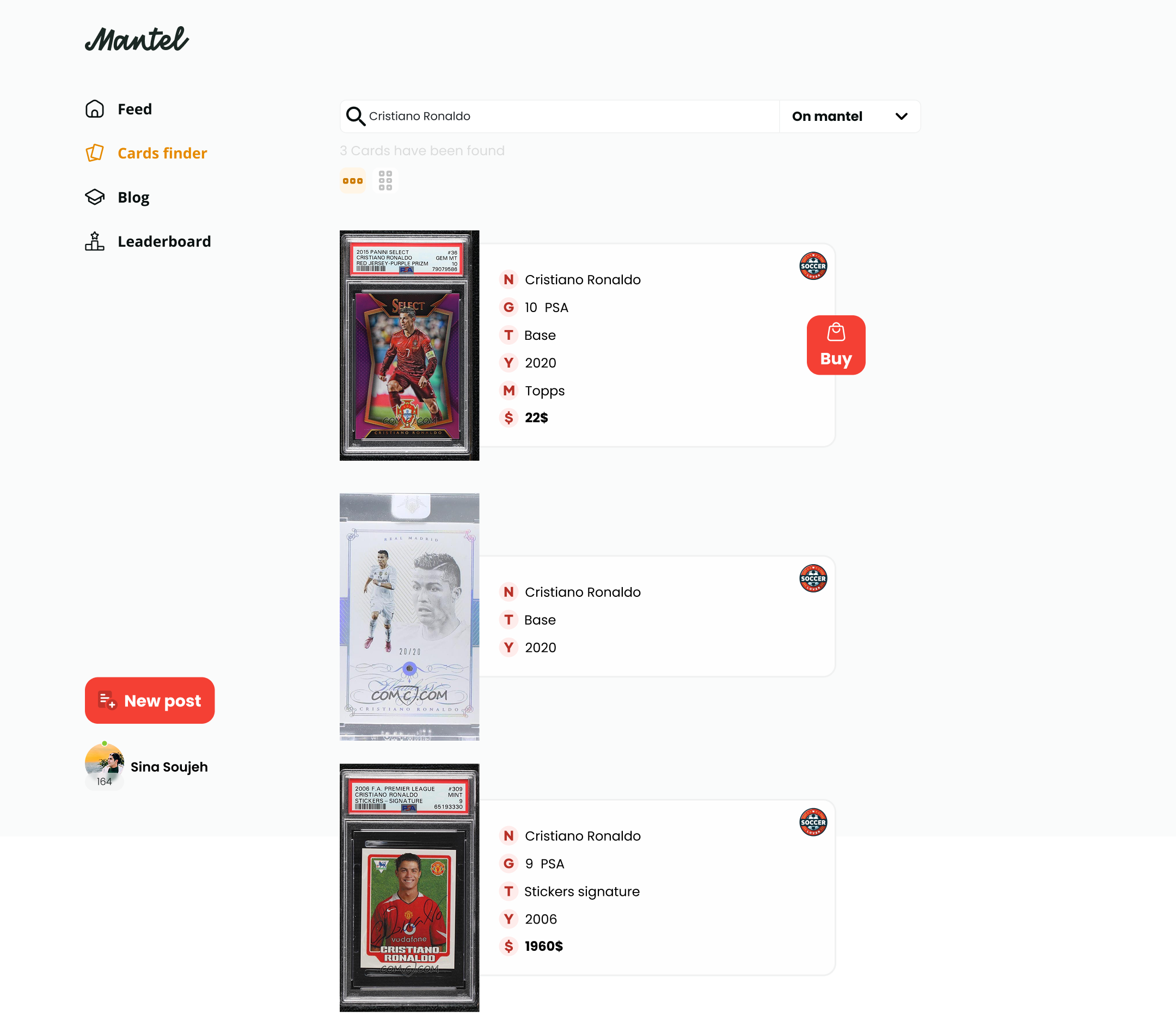 Cards Finder List View