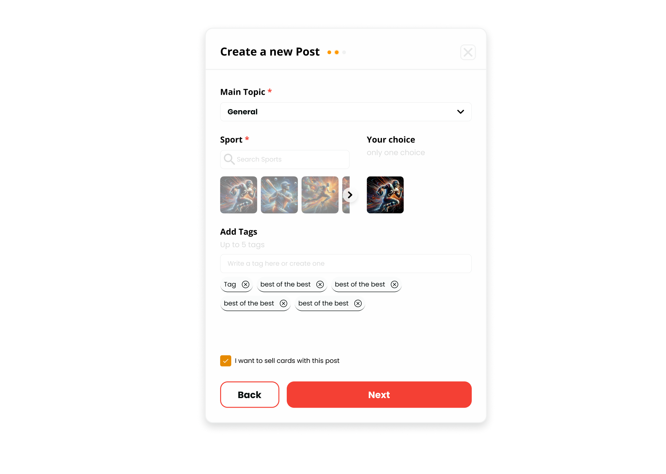 Create Post with Sell Option