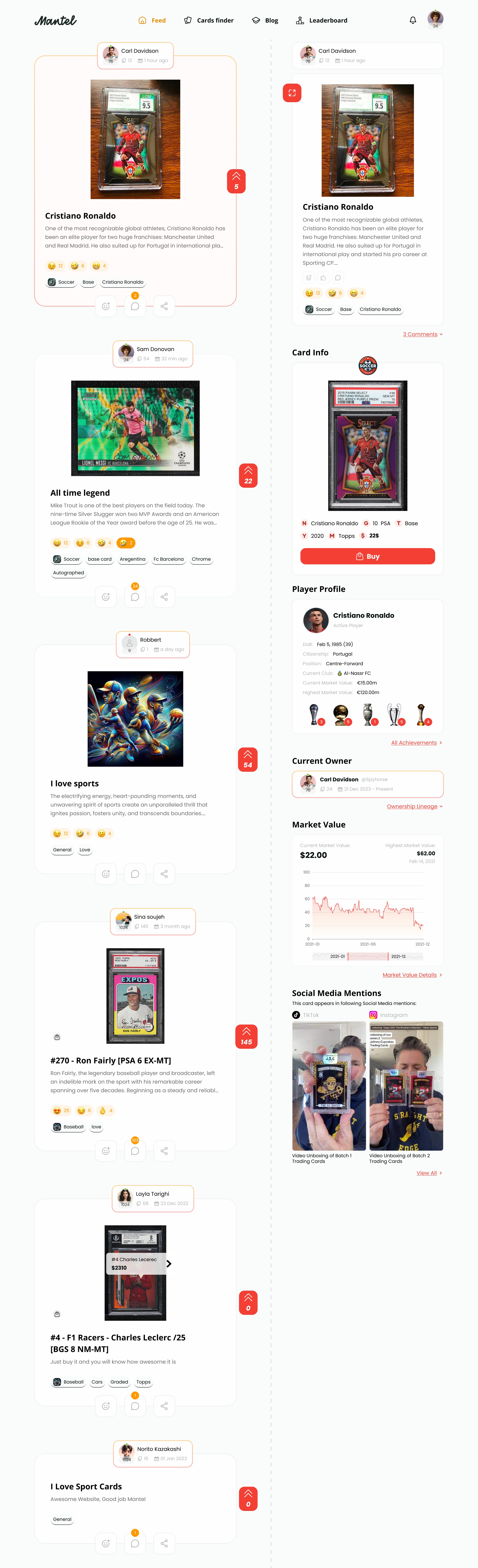 Mantel Feed with Card Details