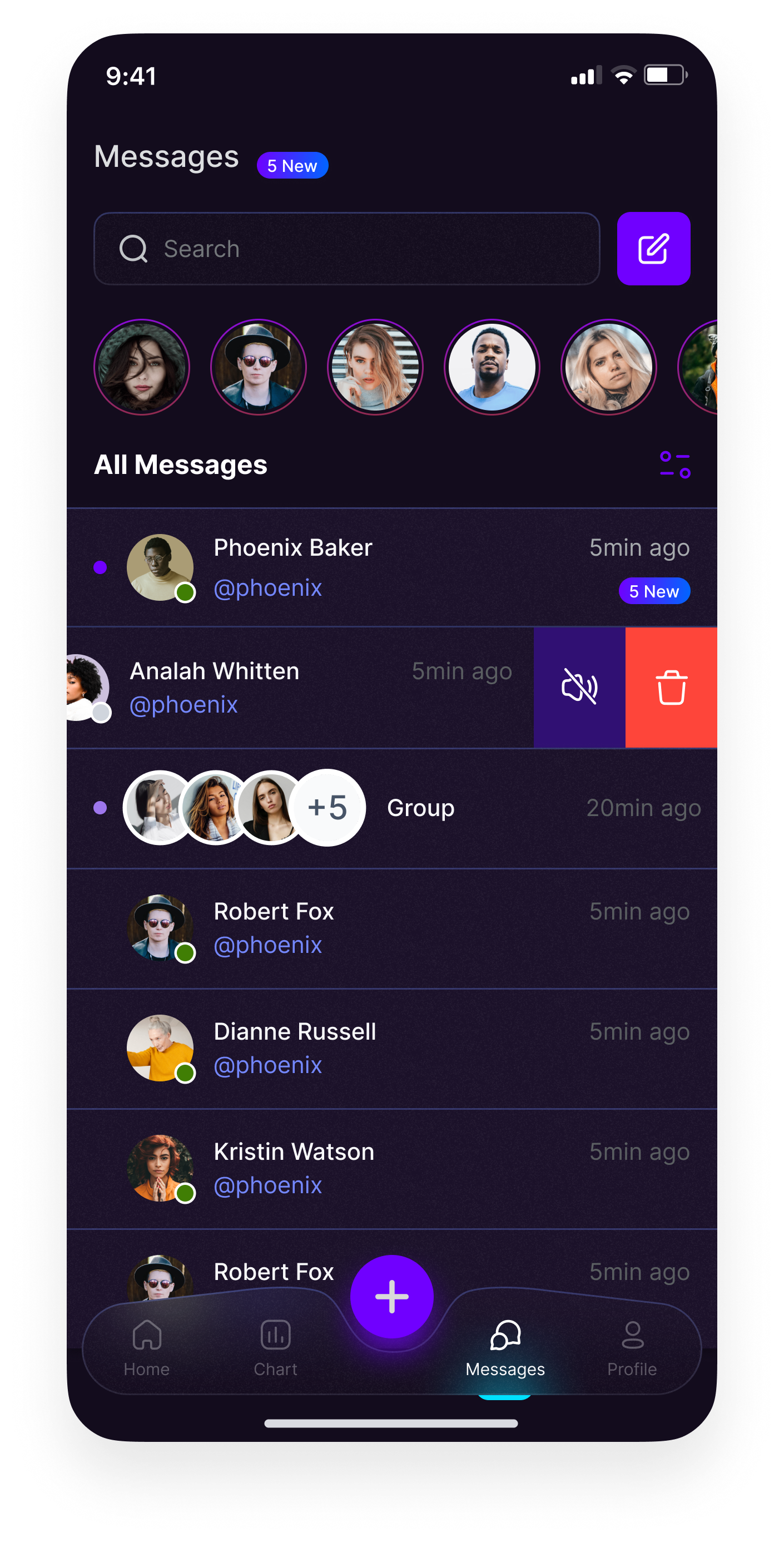 Messages with Swipe Actions