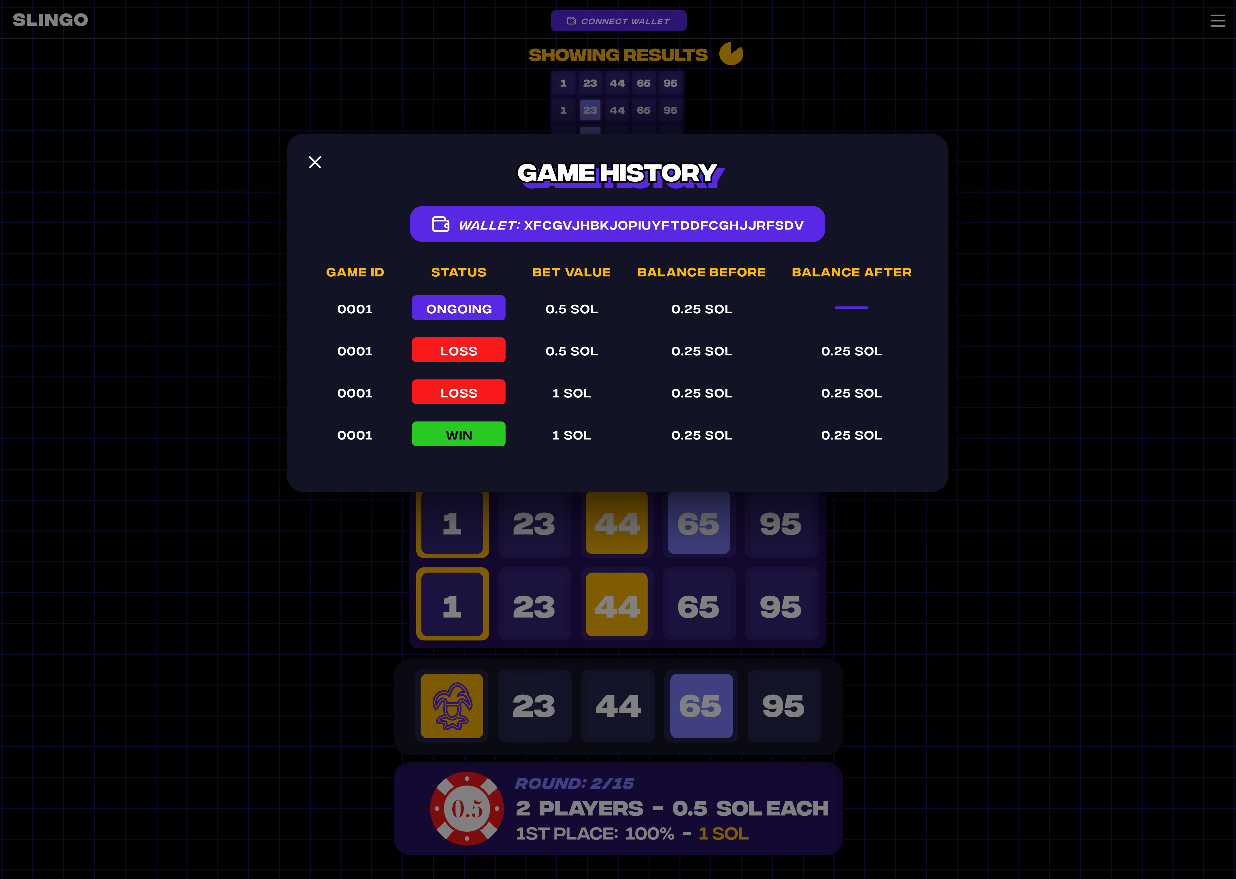 Game History Modal