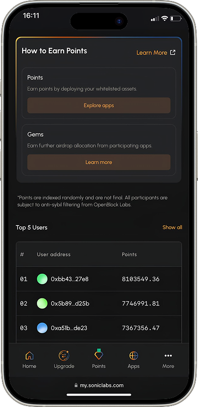 Mobile Points System